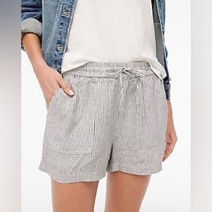 Worn once j crew linen blend striped drawstring shorts